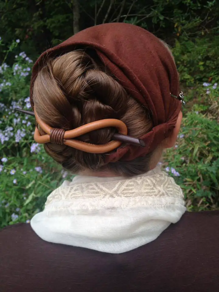 brown Headcovering leather hair slide stick