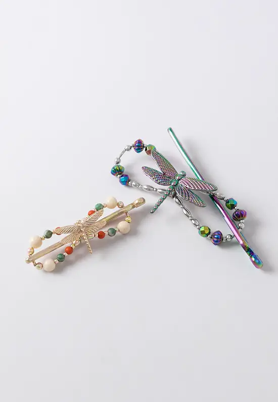 colorful dragonfly hair clips