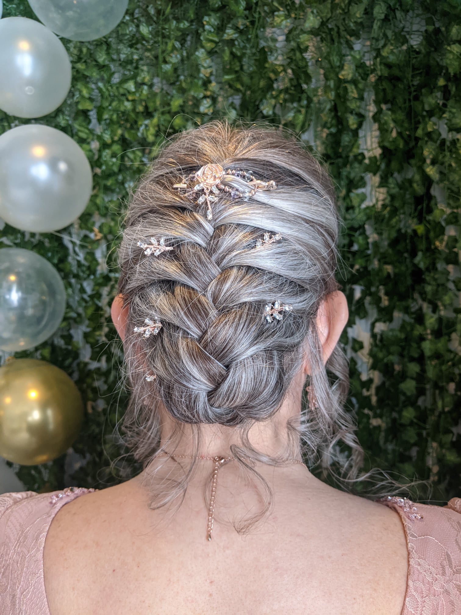 gray braiding hair French braid