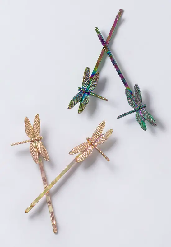 colorful dragonfly bobby pins