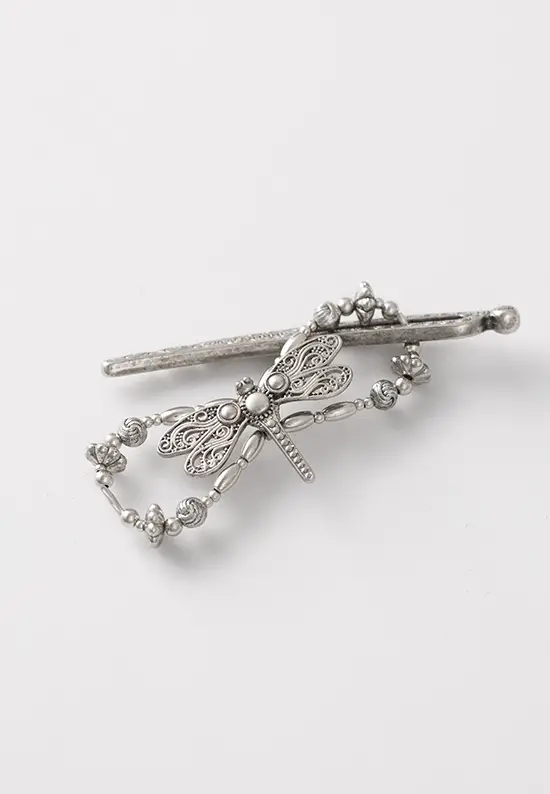 silver dragonfly hair clip