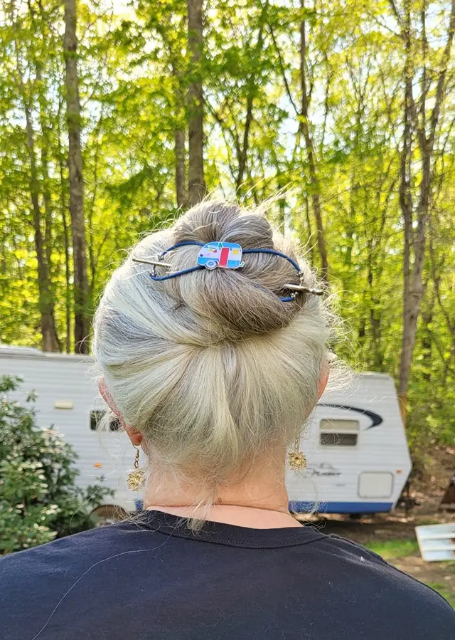 Alison camper hair clip silver bun