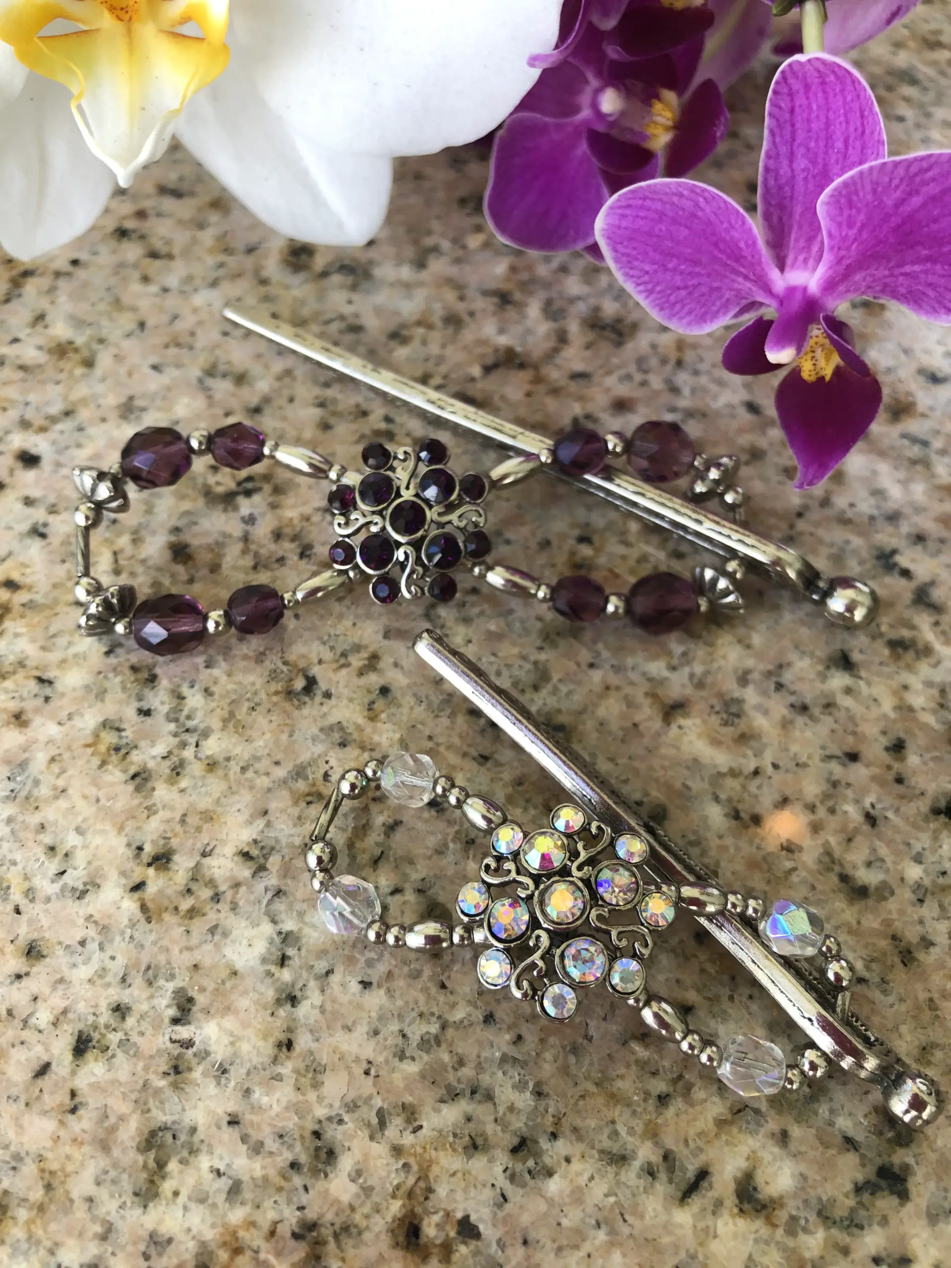 jeweled cluster hair clips