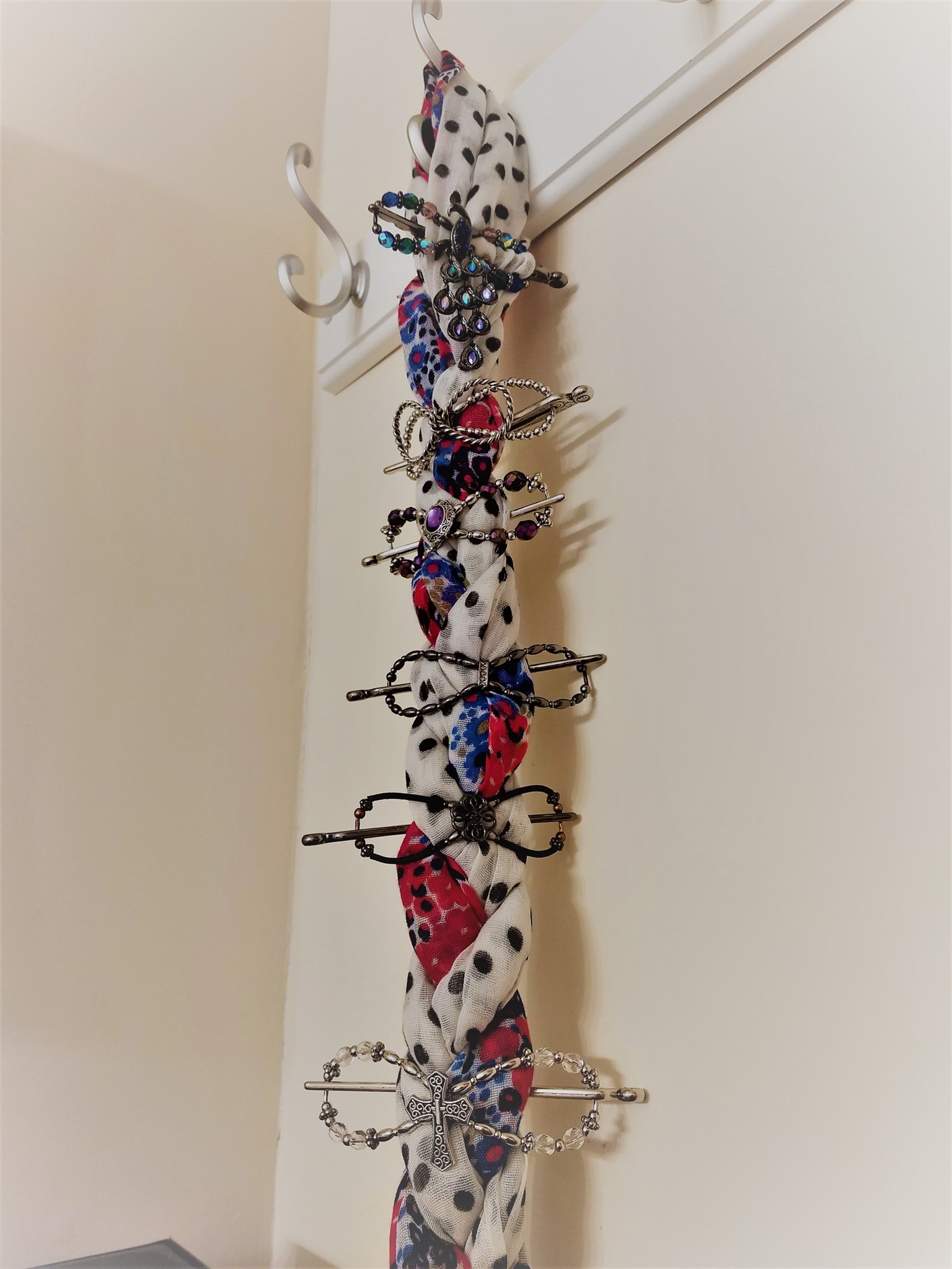 braided scarves organize hair clips