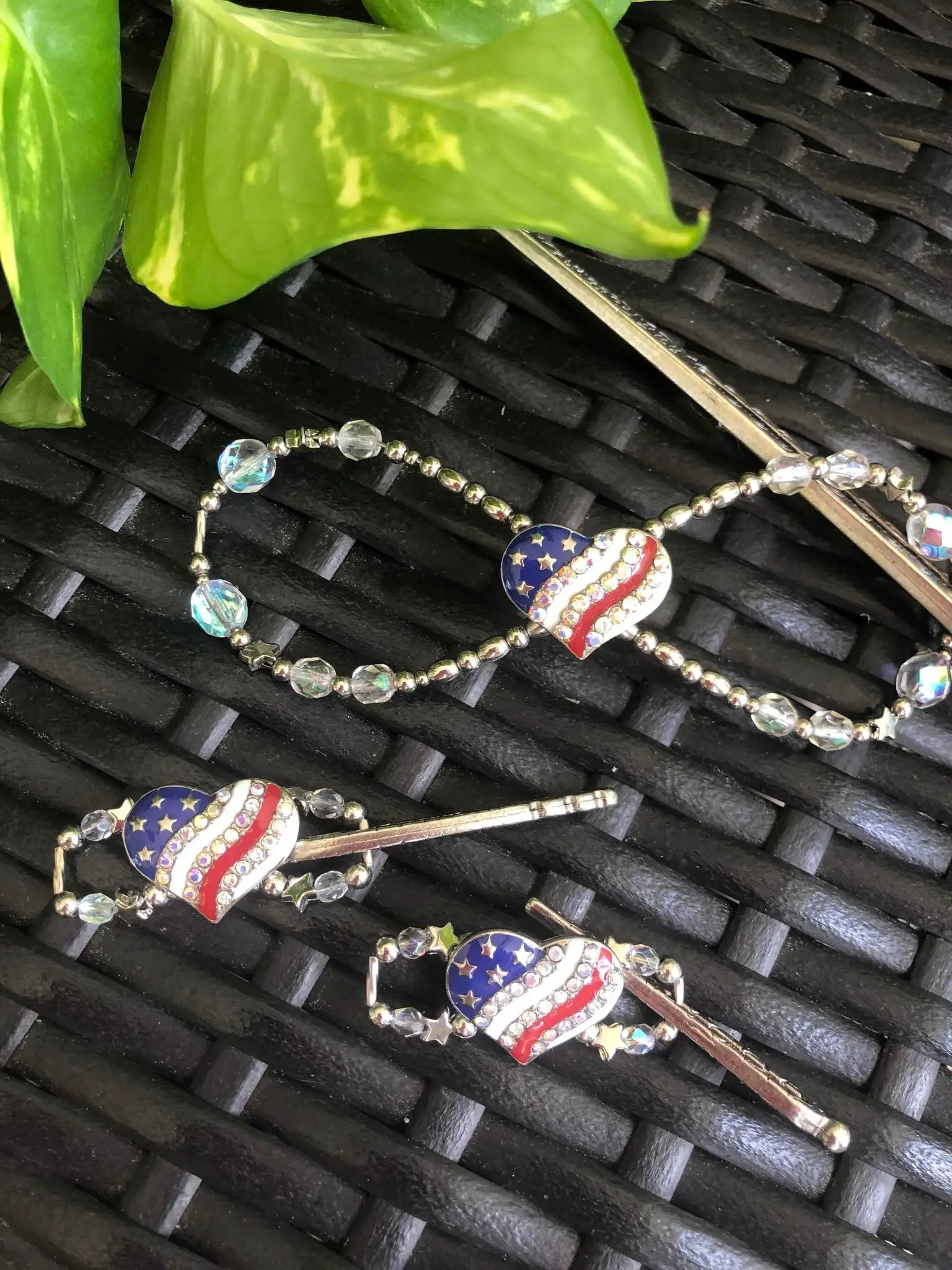 Patriotic Heart Flexi hair clips