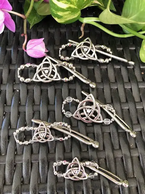 Trinity trifecta silver celtic hair clips 