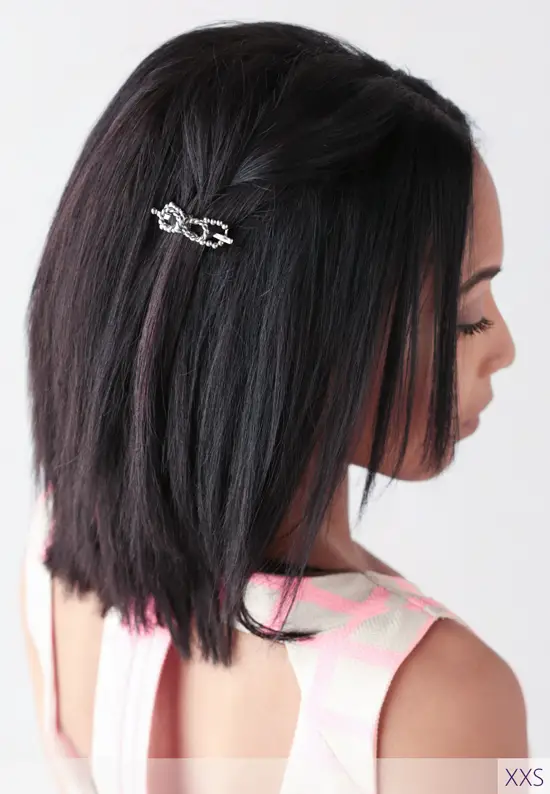 silver mini hair clip sides back braid