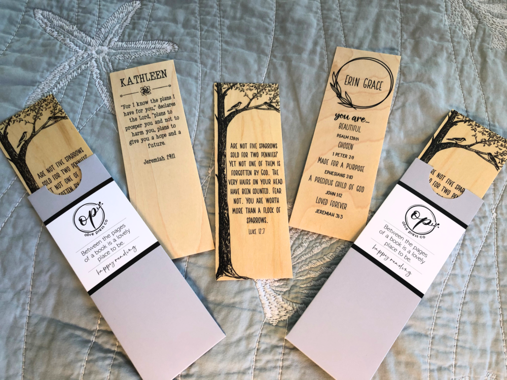 Olive Press wood bookmarks
