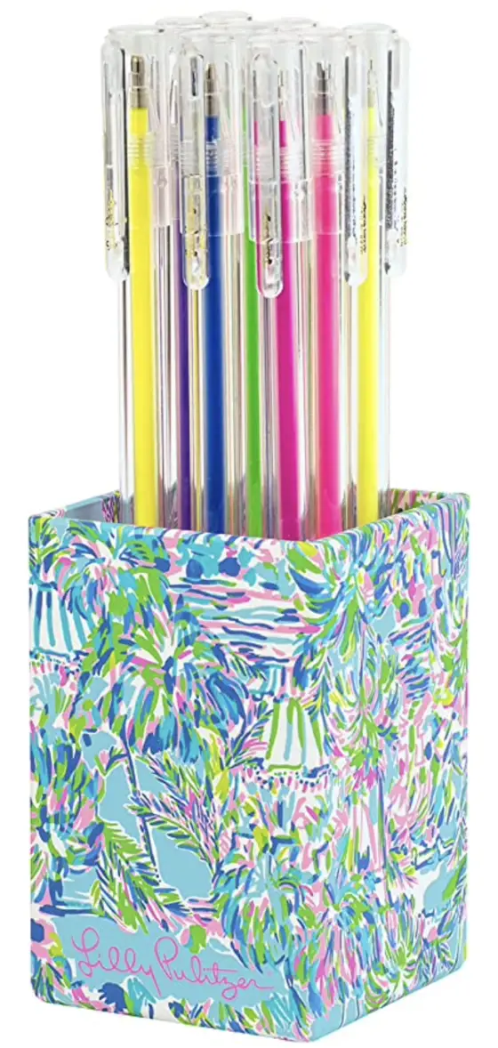 Floridita Assorted Lilly Pulitzer Colorful Plastic Black Ink Click Pen Set of 4 