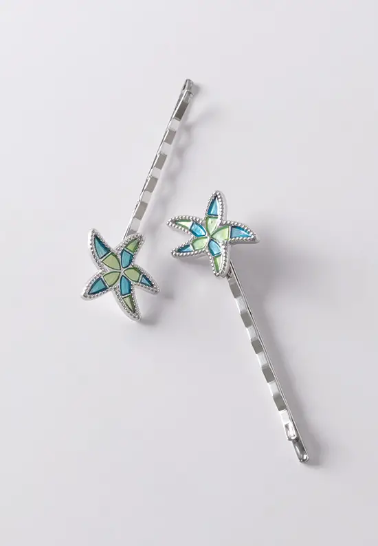 tidepool starfish bobby pins aqua green