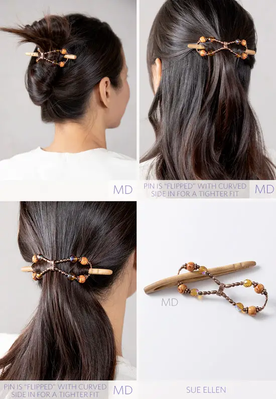 Sue ellen lilla rose flip wood hair clips
