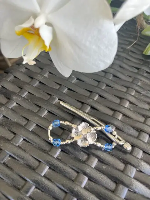 blue flower blossoms hair clip