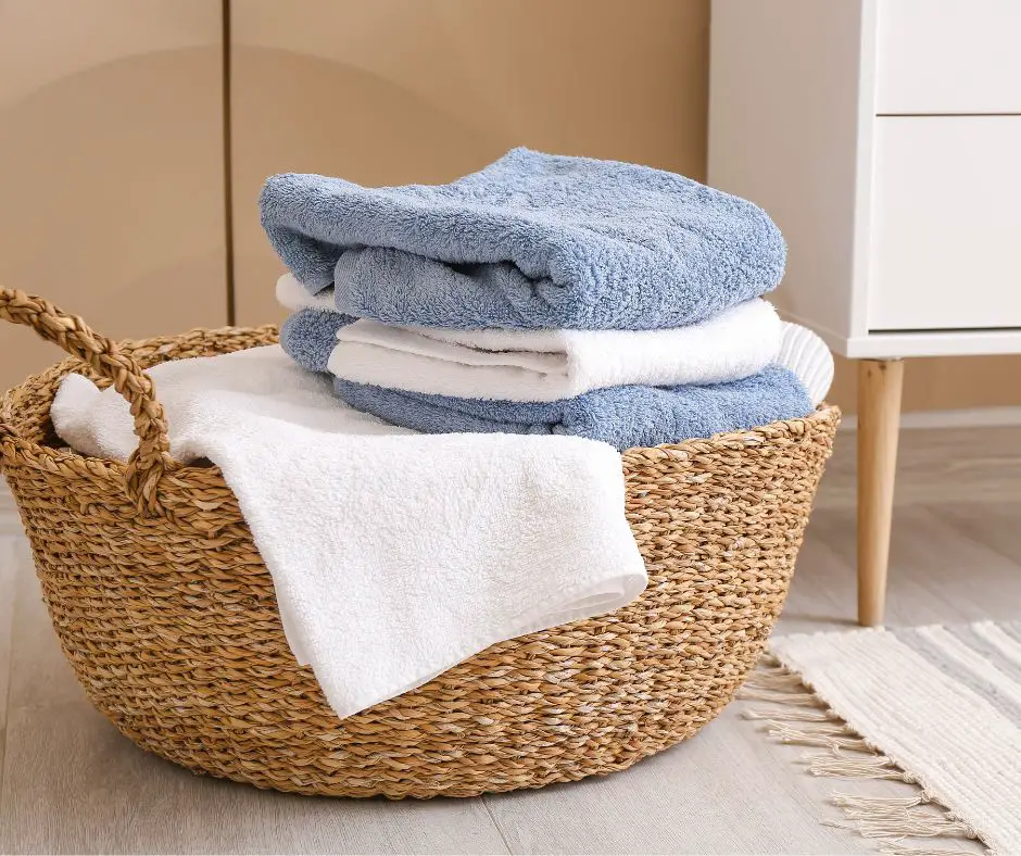 folded laundry in basket