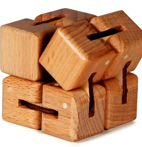 wooden infinity cube fidget toy