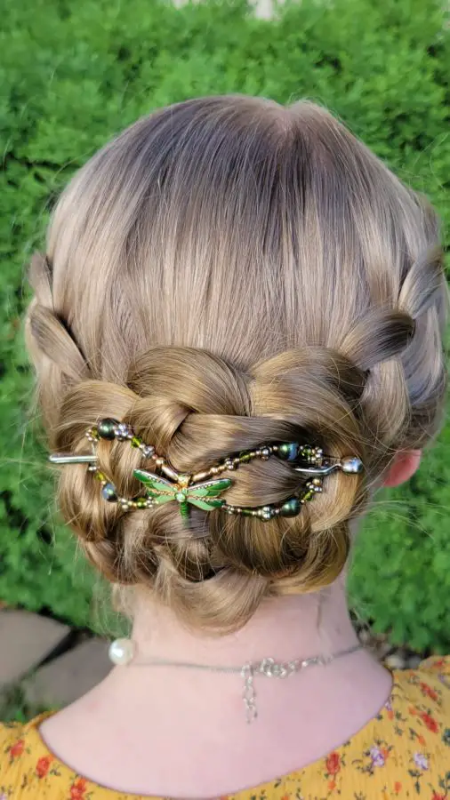braided bun dragonfly hair clip